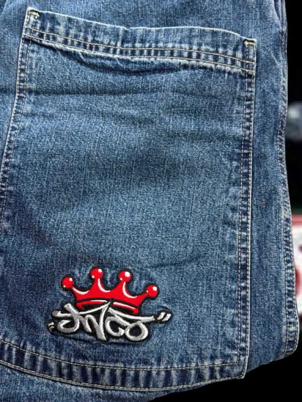 Y2k JNCO Jeans Blue Denim Waistband with Crown Logo 30/30